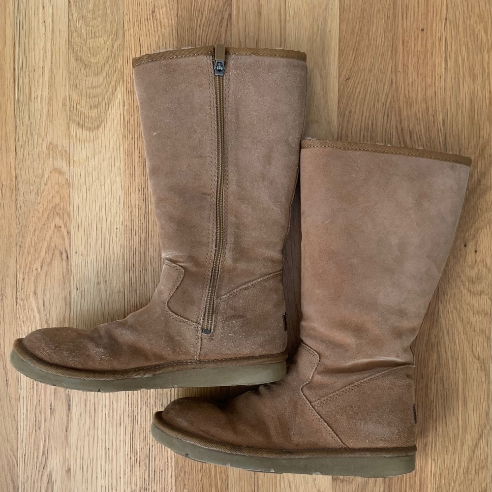 UGG Sunset Tall Boots Side Zip Chestnut - Picture 4 of 14